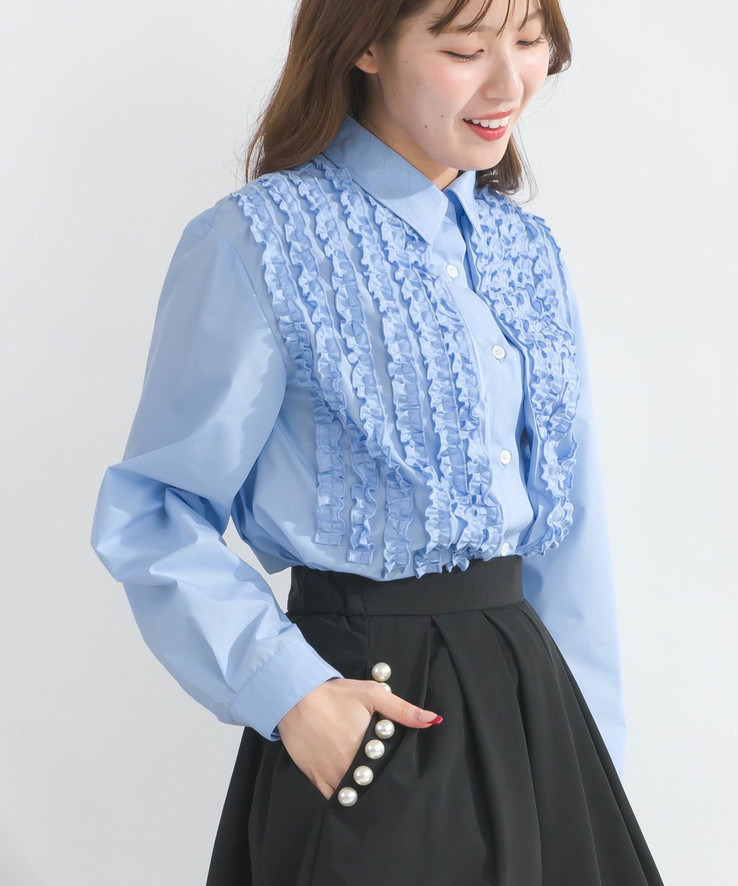 襟取り外し2wayフリルロングシャツ | PICCIN (ピッチン) 公式通販