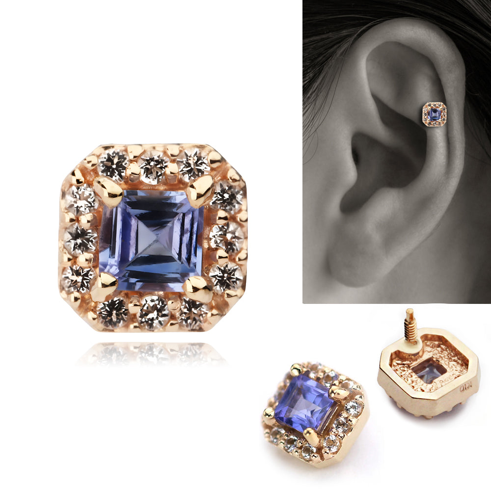 インナーコンクにオススメ。天然タンザナイト ボディピアス│インナー