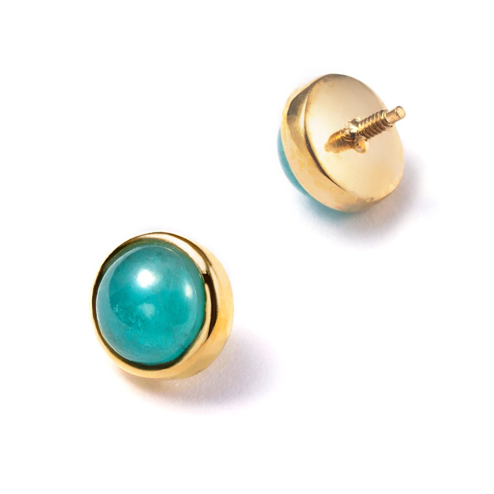 K18/Pt パライバトルマリン カボション ボディピアス│金属アレルギー