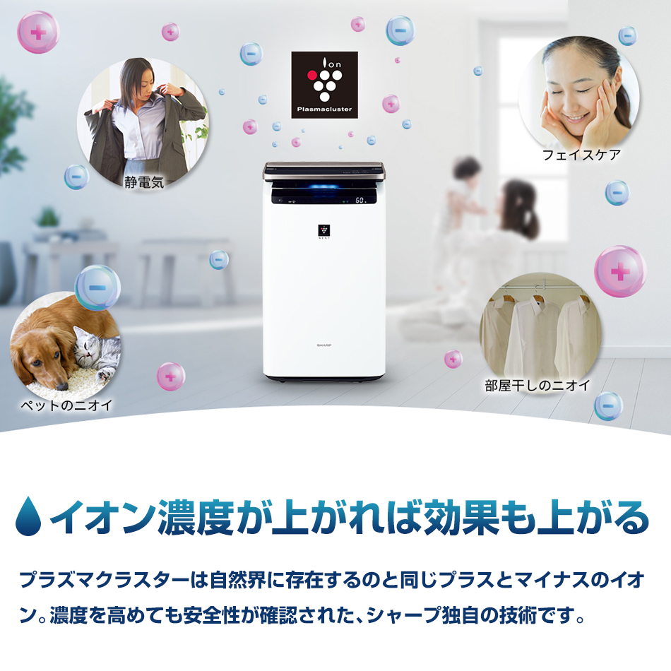 SHARP KI-JP100 ホワイト系 [加湿空気清浄機（空気清浄46畳/加湿26畳