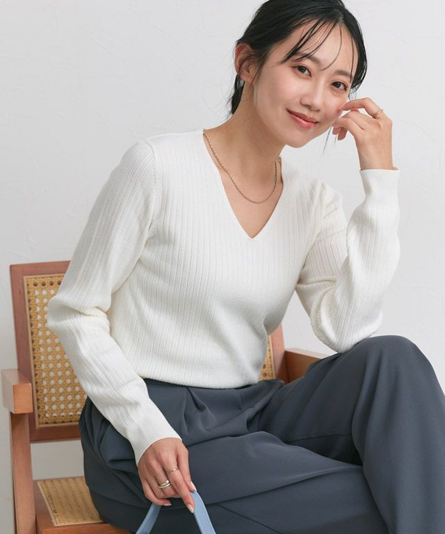 シルクタッチウォッシャブルリブニット 【Pierrot】