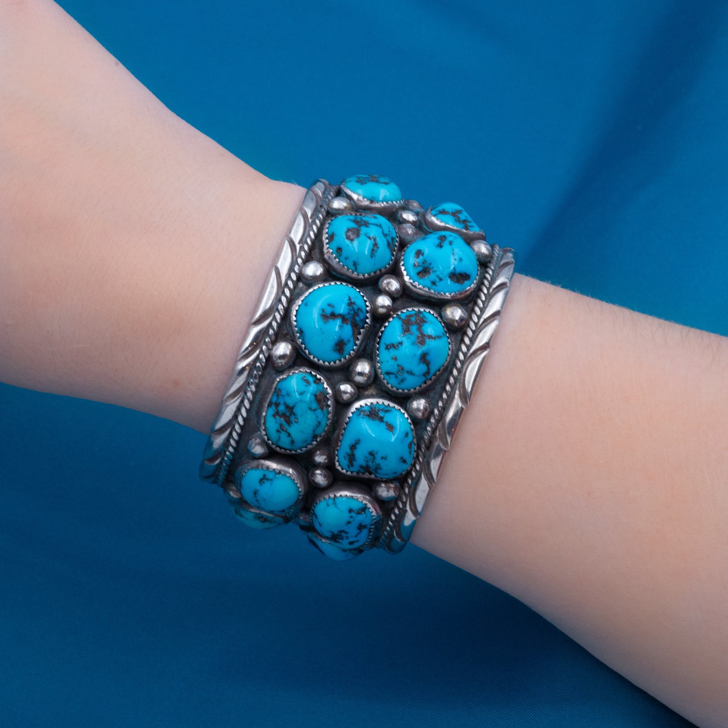Lester Ortiz Navajo Sterling & Turquoise Cuff – Pippin Vintage Jewelry