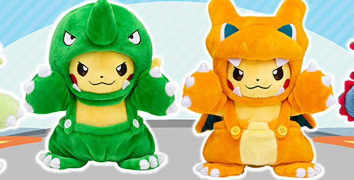 リザードンやサザンドラ、バンギラスになったピカチュウぬいぐるみ登場