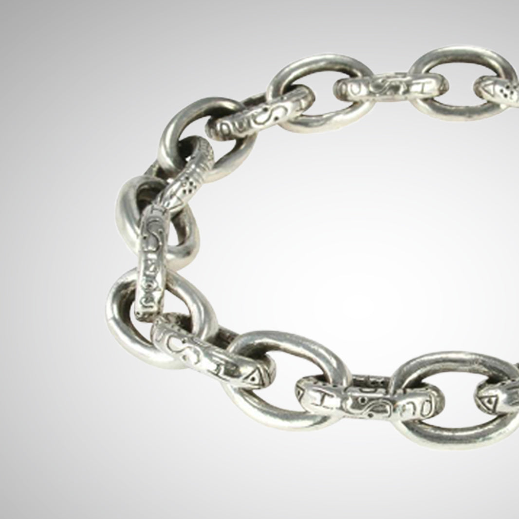 Jeffrey Levin / Bracelet / NDU Engraved Silver Oval Chain Link