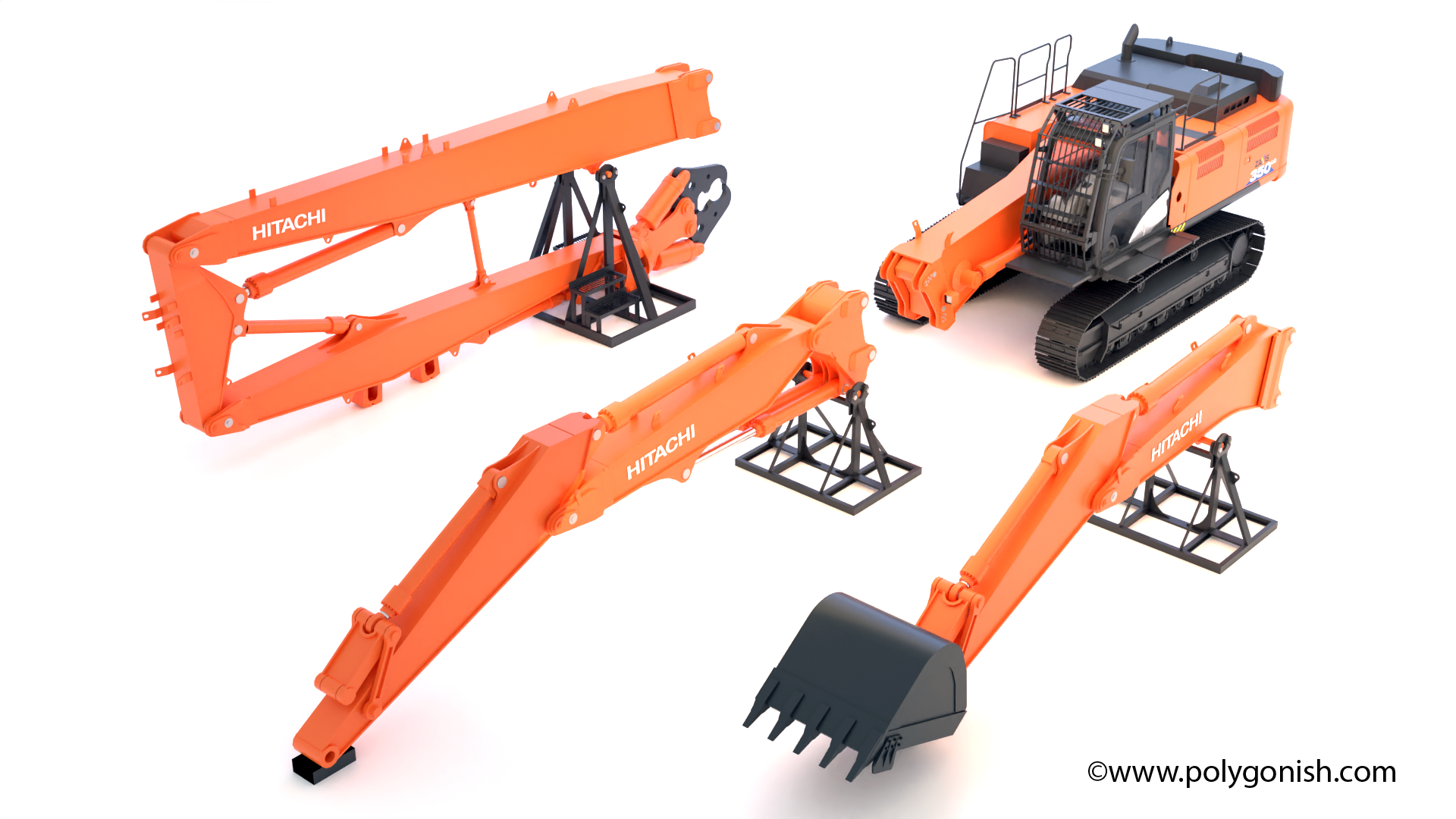 Hitachi ZX350LC - Polygonish - 3D Model Store