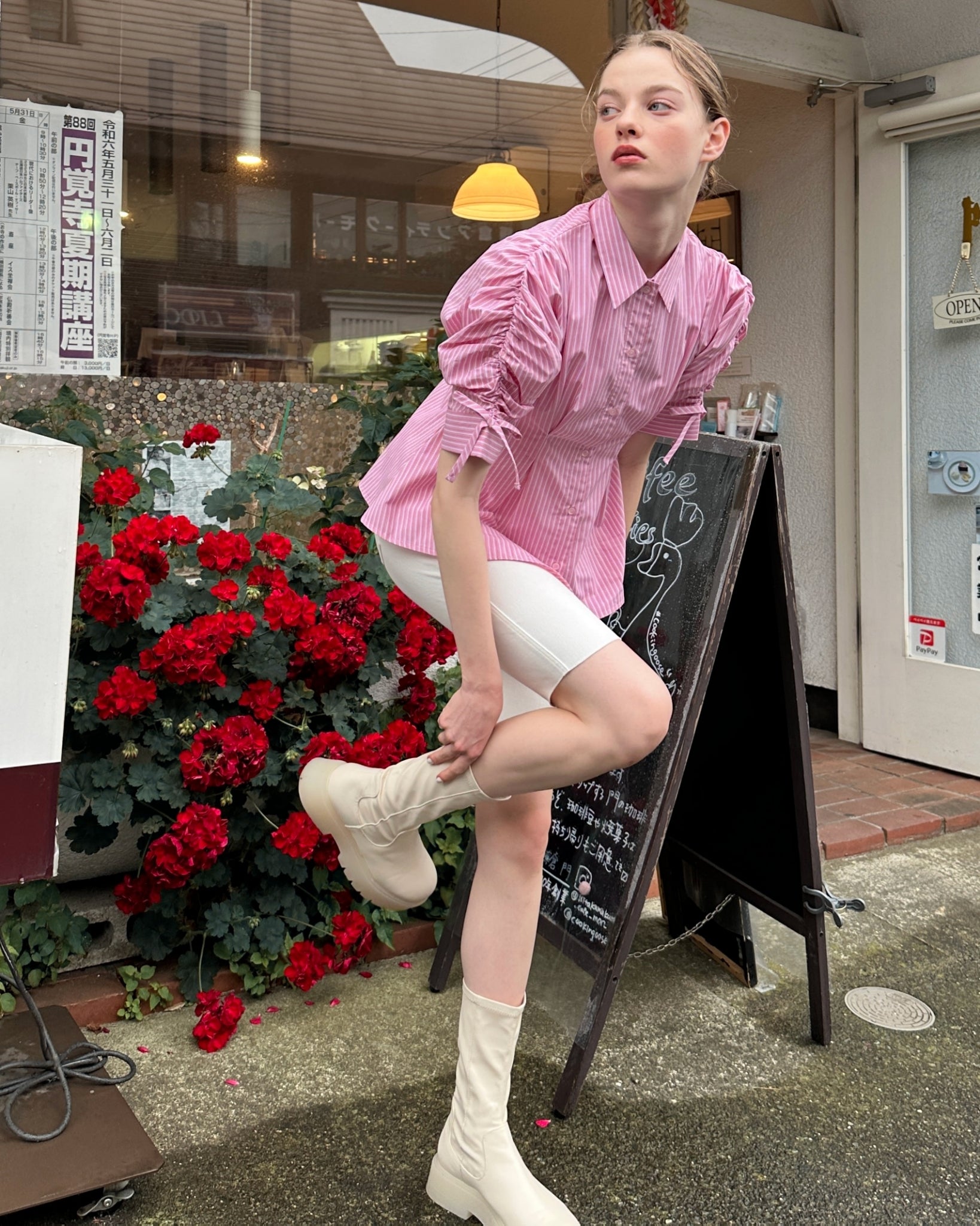 CANDY PUFF STRIPE SHIRT (PINK)