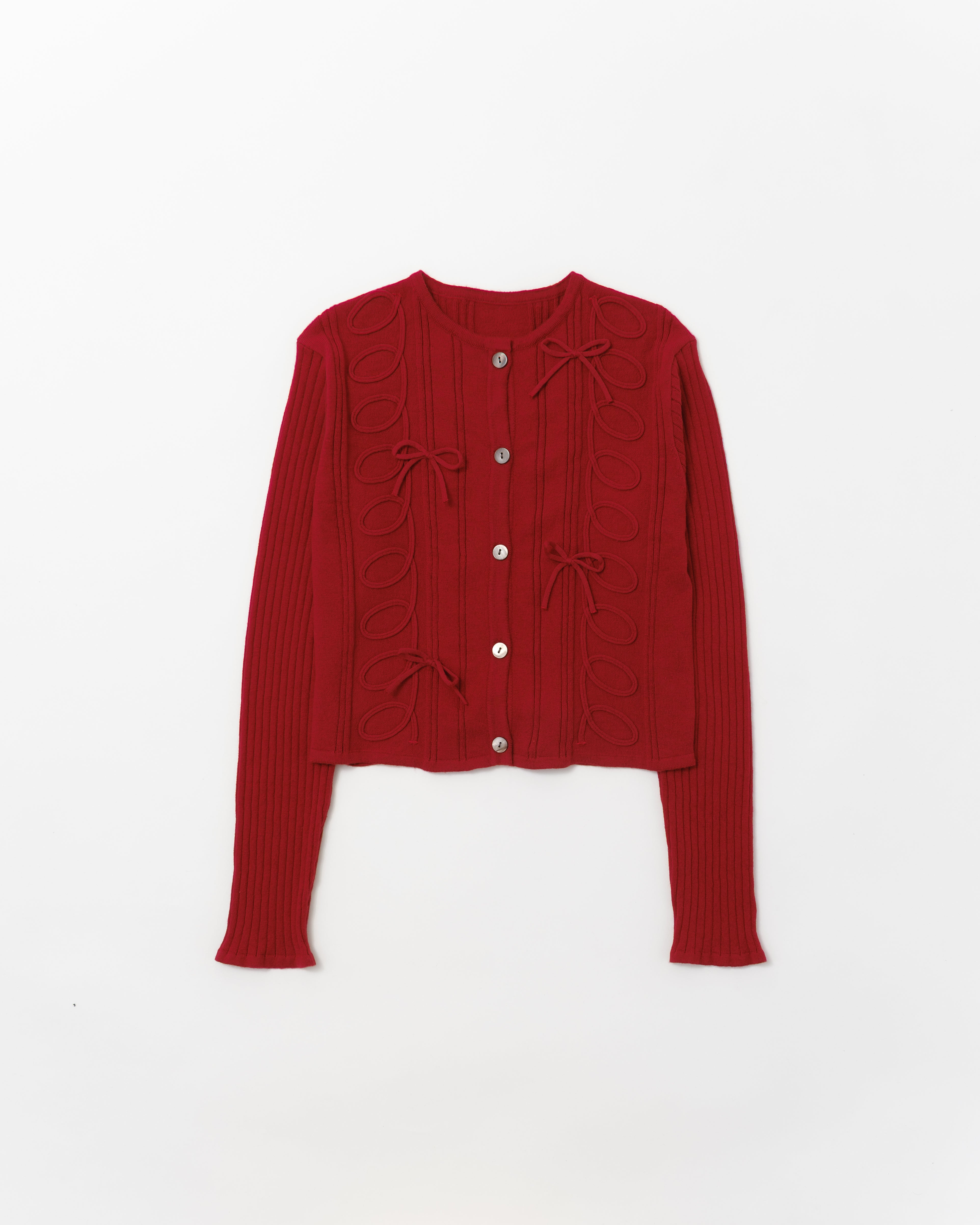 Kurukuru ribbon rib knit cardigan