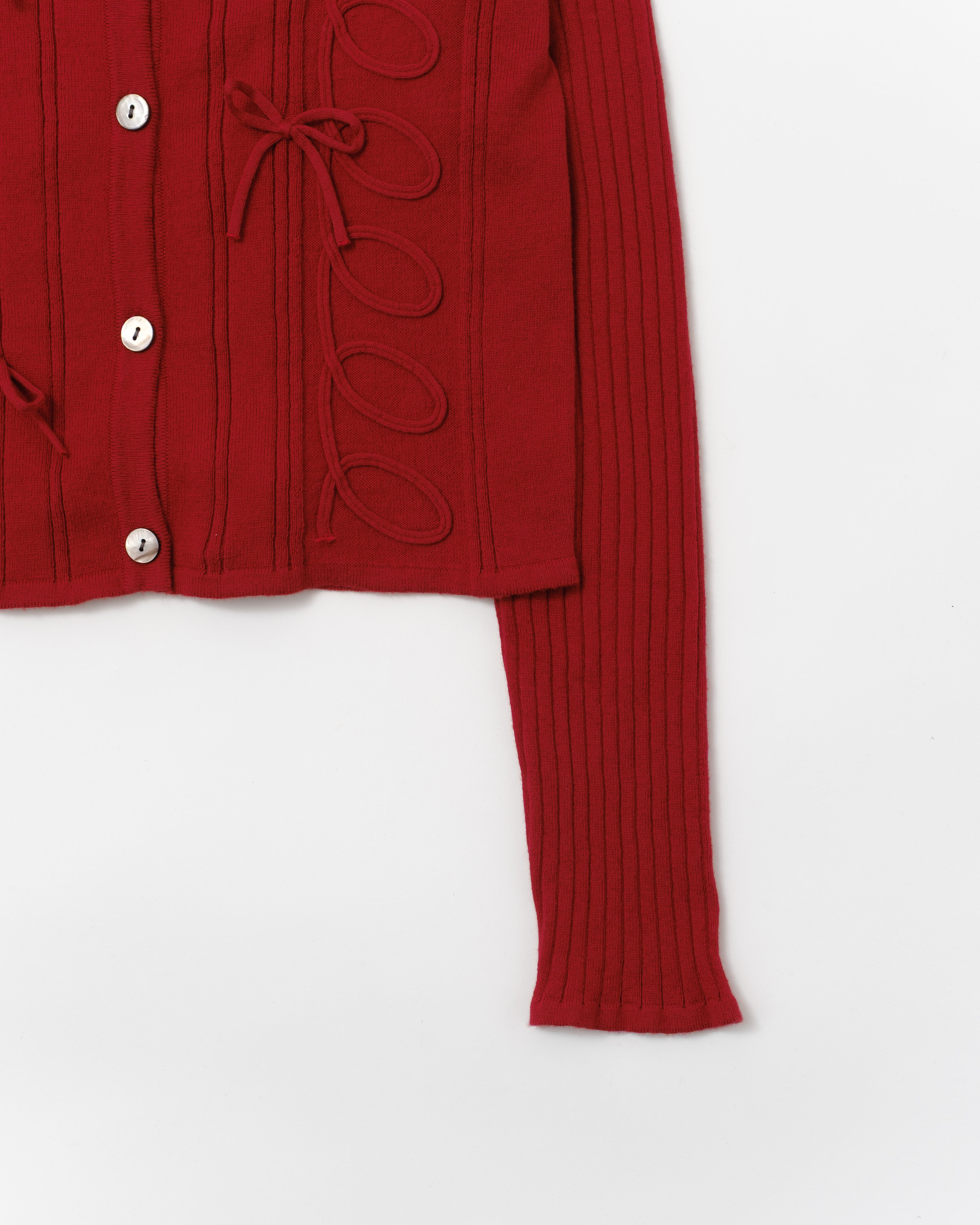 Kurukuru ribbon rib knit cardigan