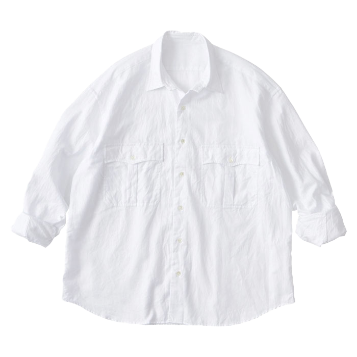 ROLL UP COTTON LINEN SHIRT (ALUMO)（ロール アップ コットン リネン