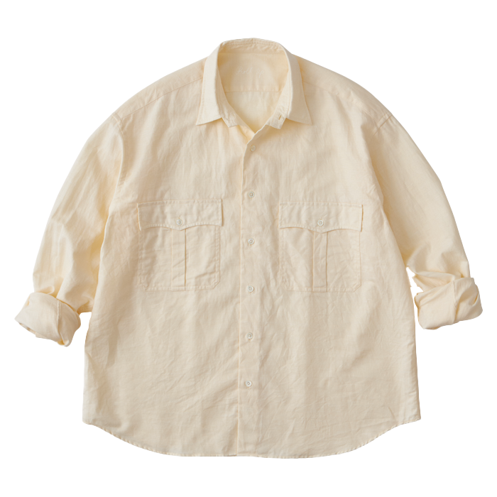 ROLL UP COTTON LINEN SHIRT (ALUMO)（ロール アップ コットン リネン