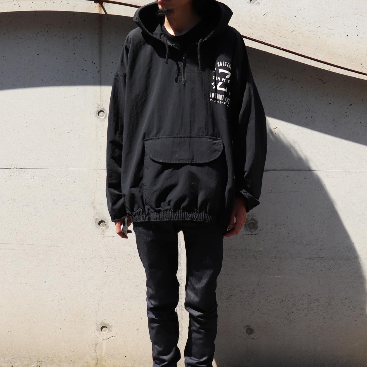 POST JUNK / 80's JIMMY'Z ブラック ナイロン アノラックパーカ [L]