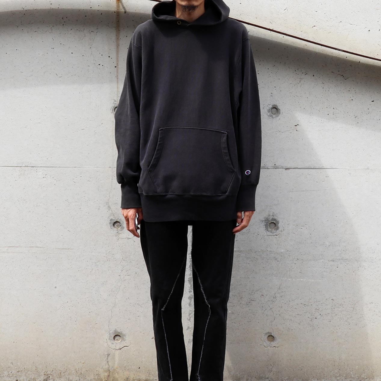 POST JUNK / 90's CHAMPION USA製 ブラック 目無し リバースウィーブ