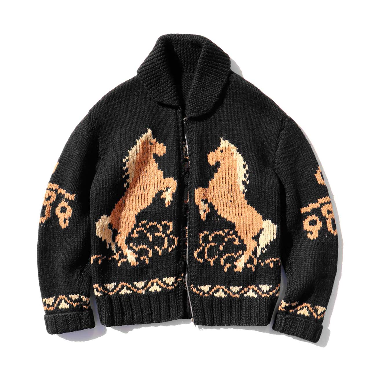POST JUNK / 60's UNKNOWN ブラック×ホース カウチンセーター [About M]