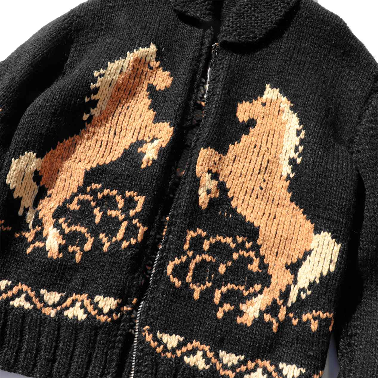 POST JUNK / 60's UNKNOWN ブラック×ホース カウチンセーター [About M]