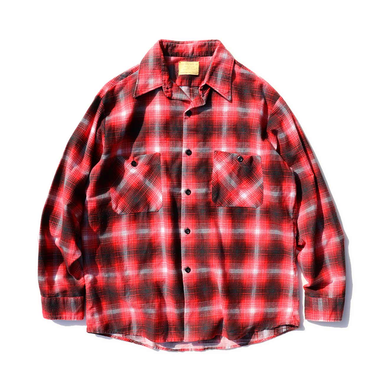 POST JUNK / 70's SEARS オンブレチェック プリントネルシャツ [16-1/2]