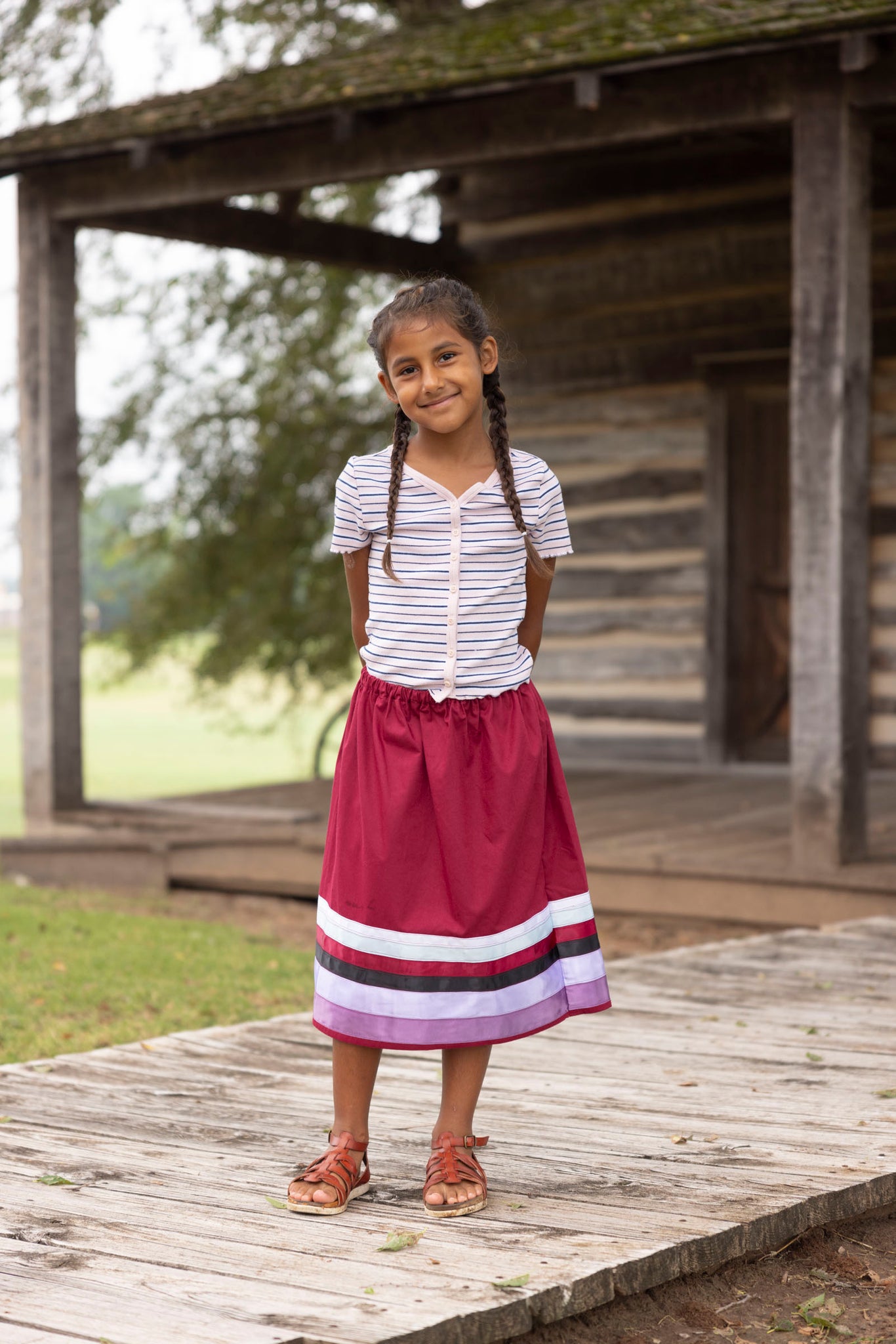 Girls Maroon Ribbon Skirt – Potawatomi Gift Shop