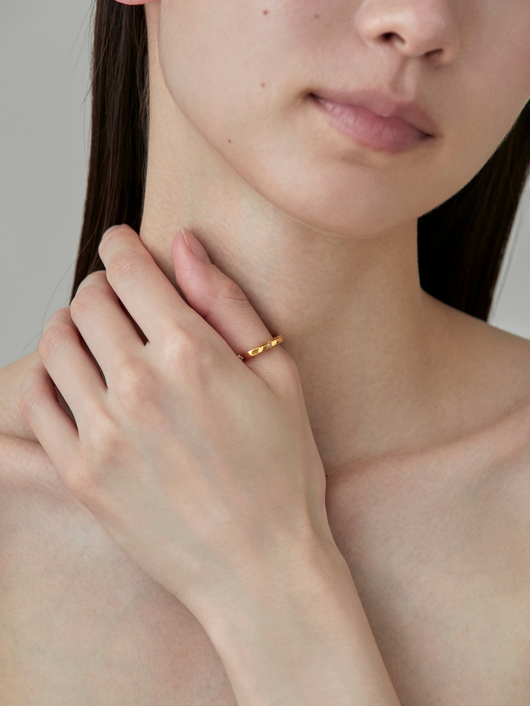 Flower Line Ring Diamond -Gold-