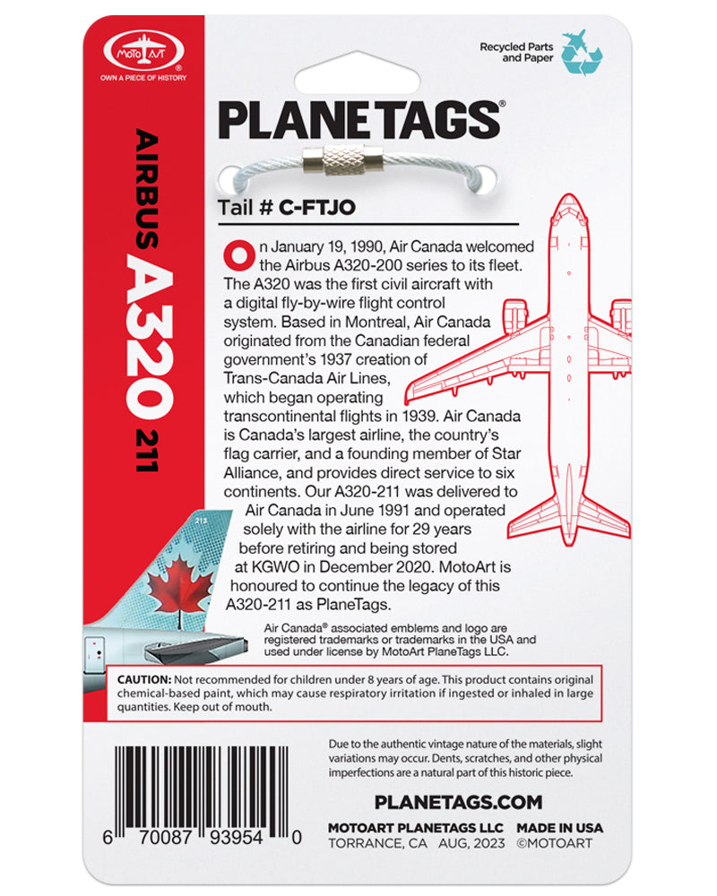 Air Canada® A320®- C-FTJO – MotoArt PlaneTags