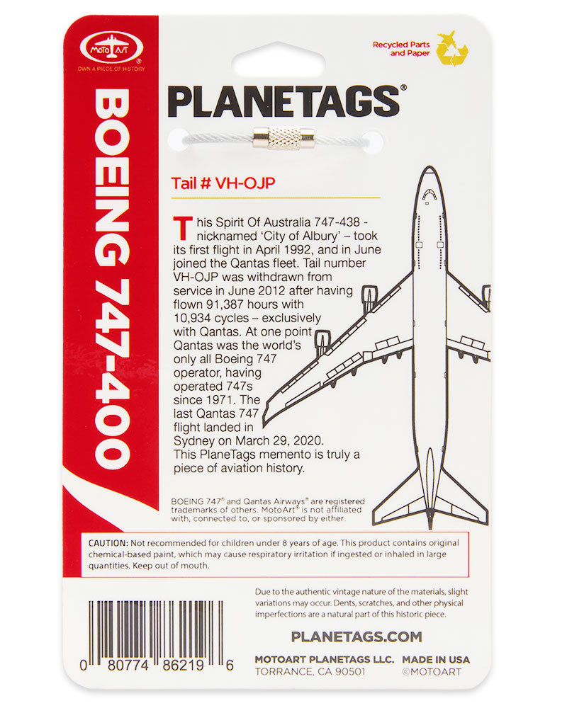 カンタス航空ボーイング 747-400 - PLANETAGS TAIL #VH-OJP – MotoArt