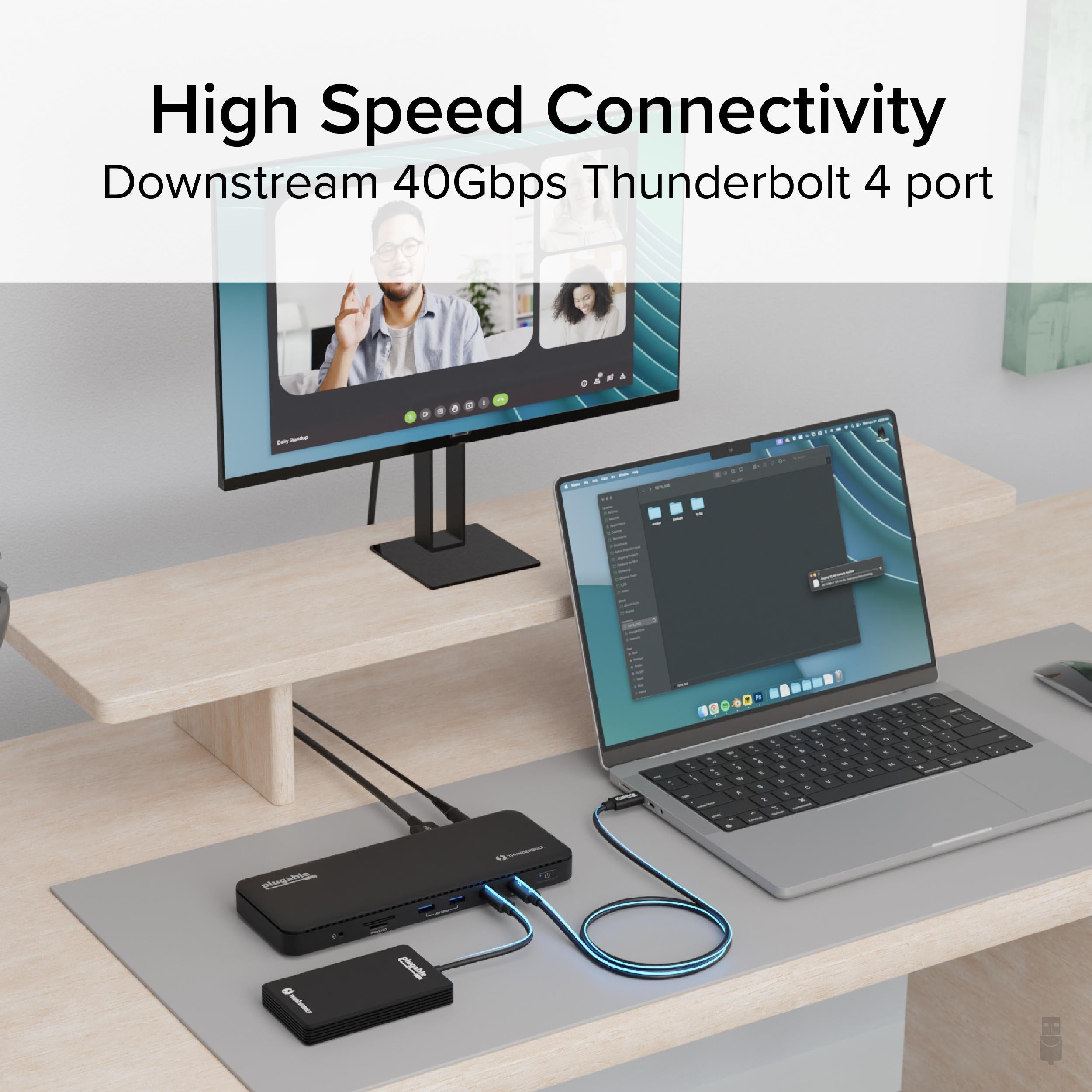 Plugable Thunderbolt 4 Dock for 4K Dual Monitors or Single 8K