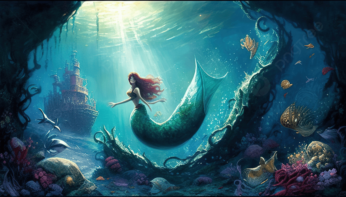海の中を泳ぐアリエル 写真 無料ダウンロードのための画像 - Pngtree