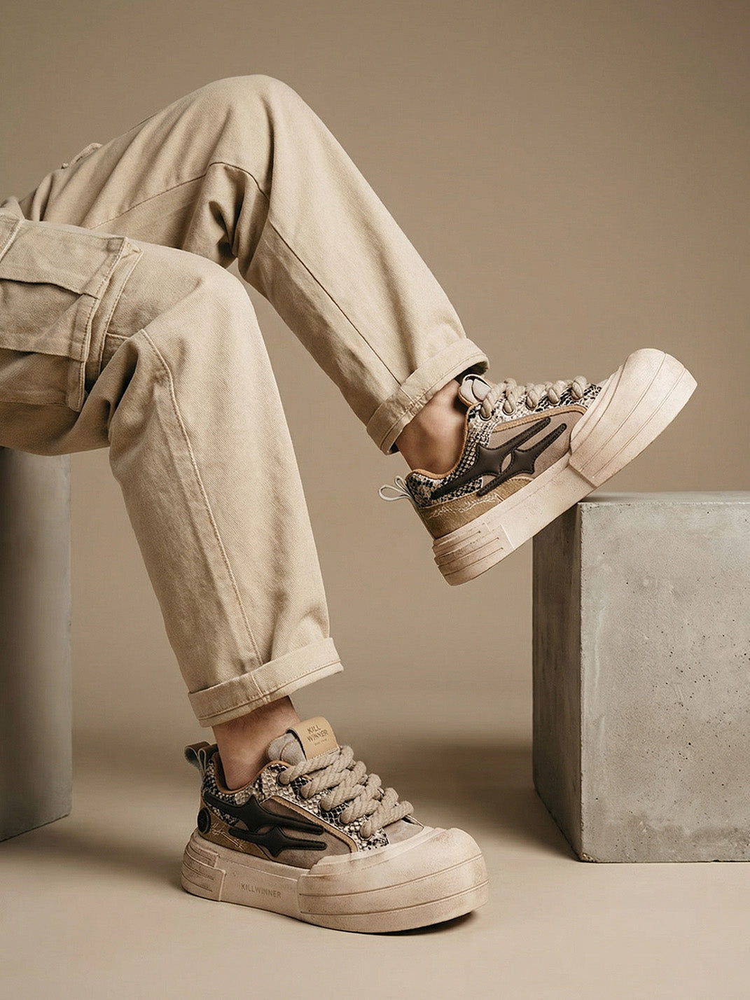 KILLWINNER-スマイルライフスニーカー-ブラウン
