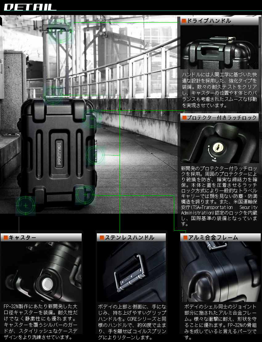 受託手荷物対応＞容量40L精密機器輸送キャリーFP-32N | PROTEX