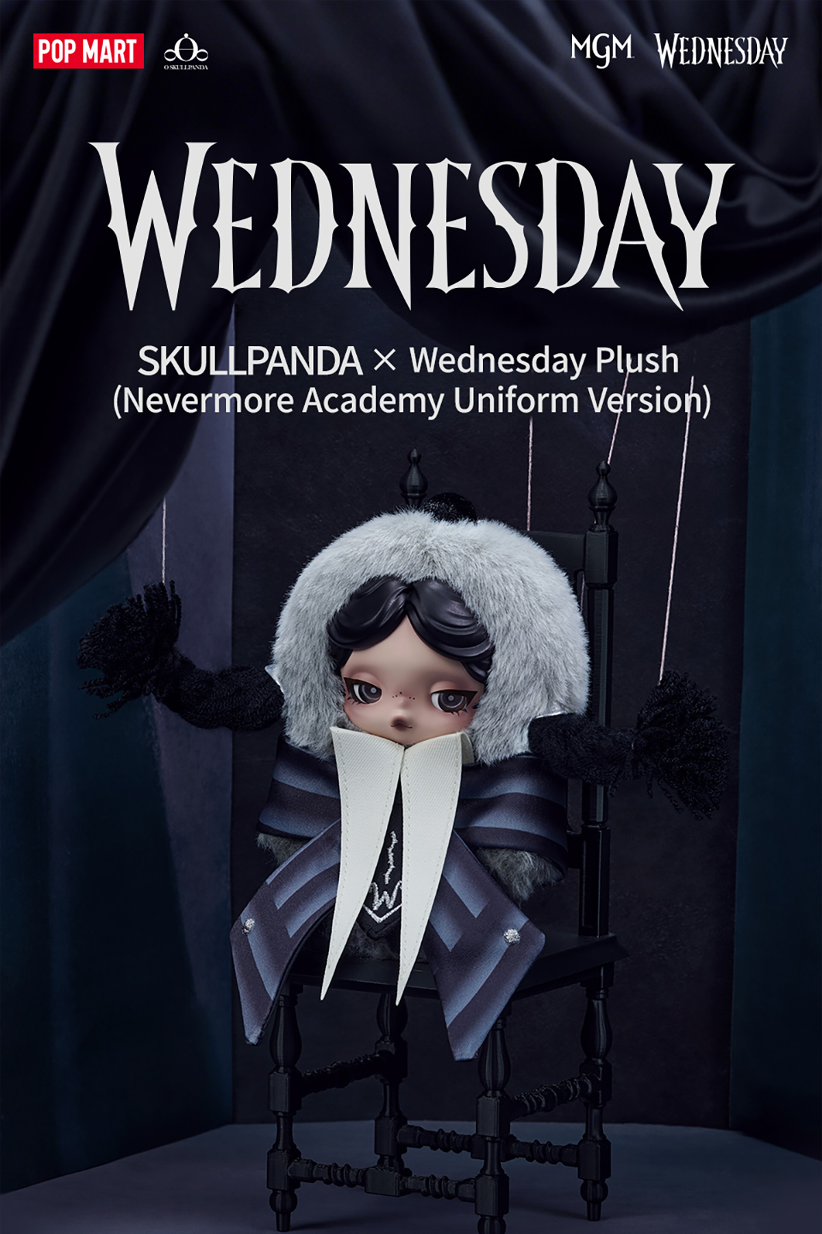 SKULLPANDA x Wednesday ぬいぐるみ (ネヴァーモア学園制服バージョン