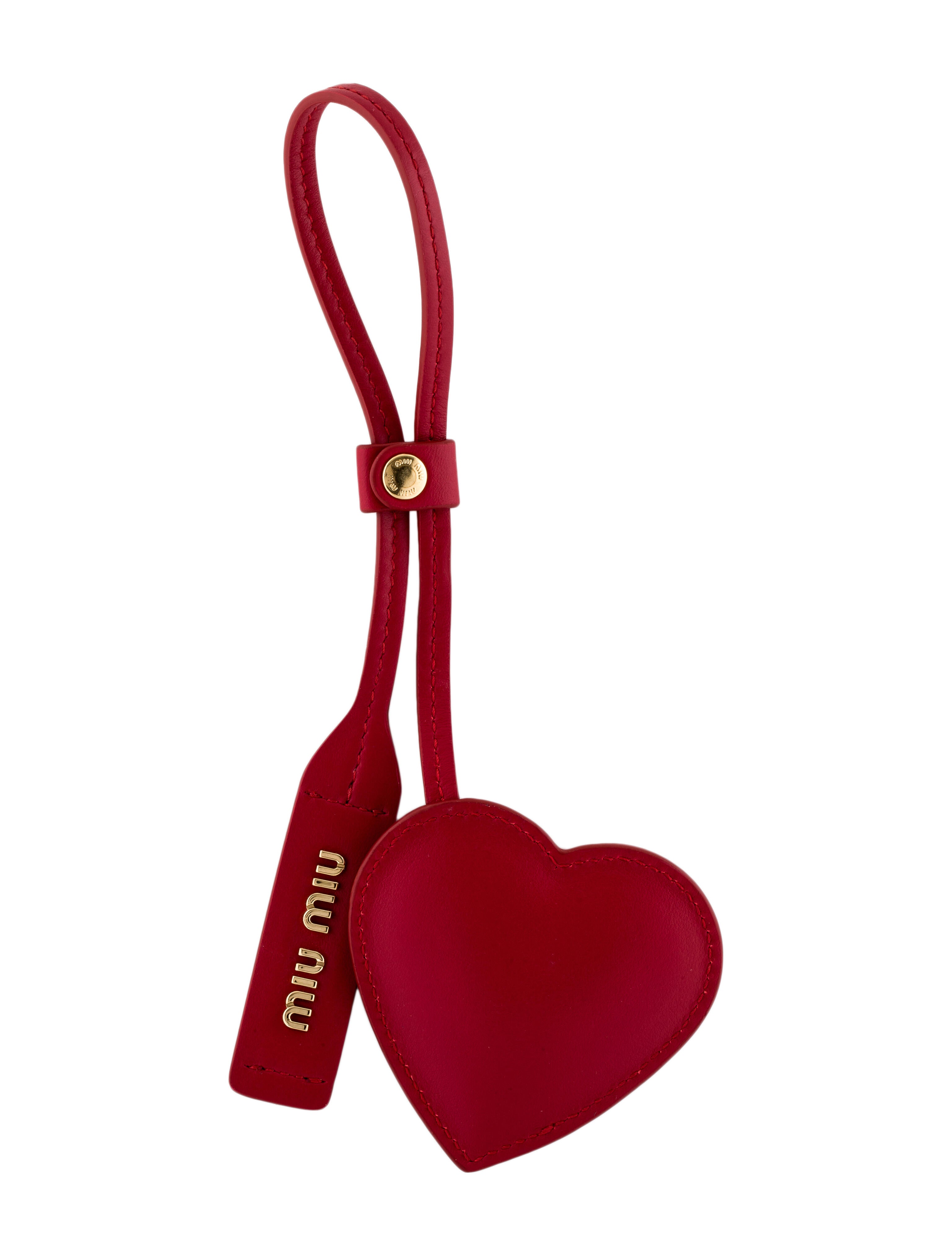 Miu Miu Leather Heart Bag Charm - Red Bag Accessories, Accessories