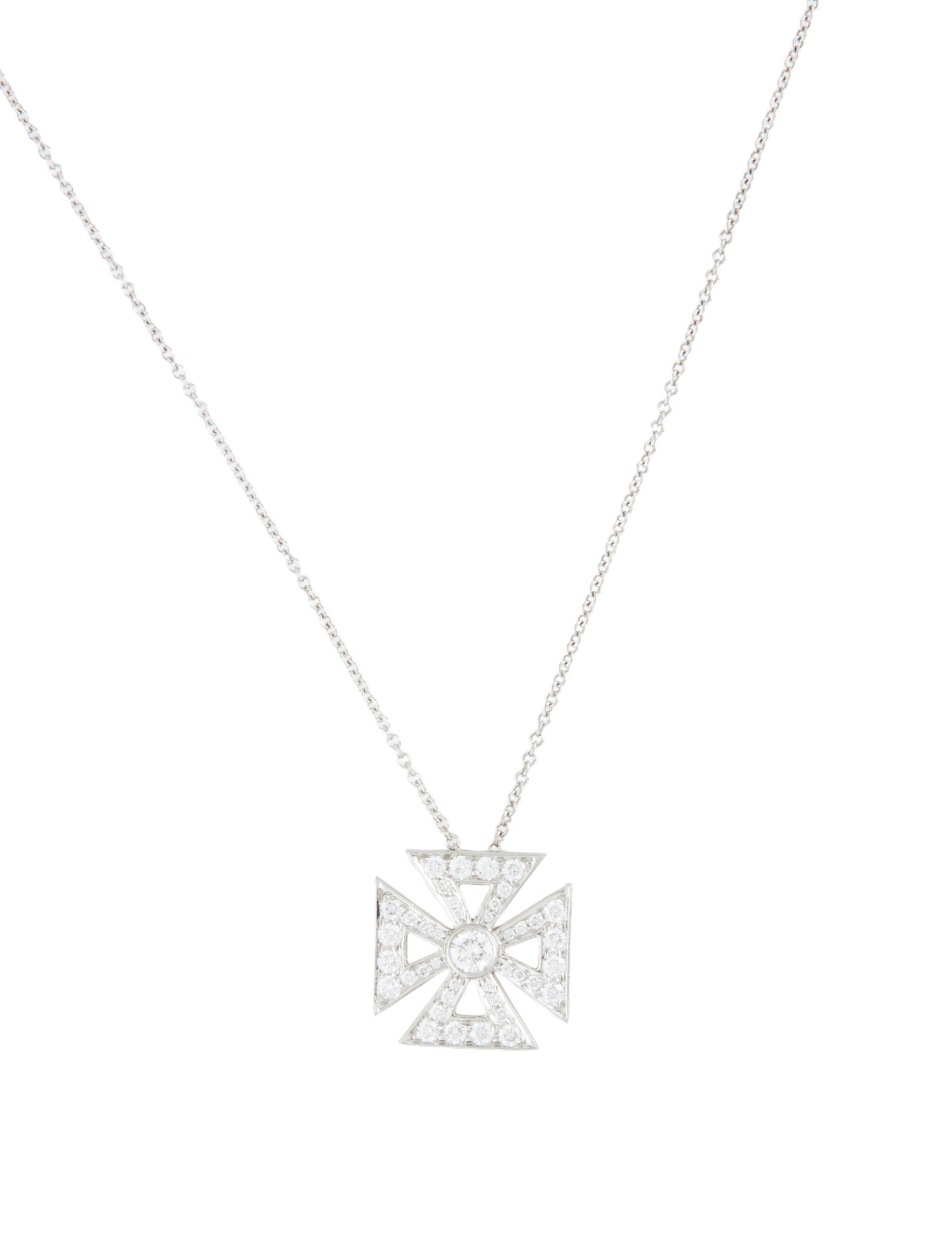 Tiffany & Co. Platinum Maltese Cross Pendant Necklace - Pendant