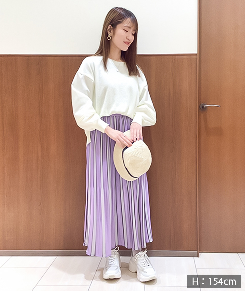 動画掲載】配色ストライププリーツロングスカート☆(スカート