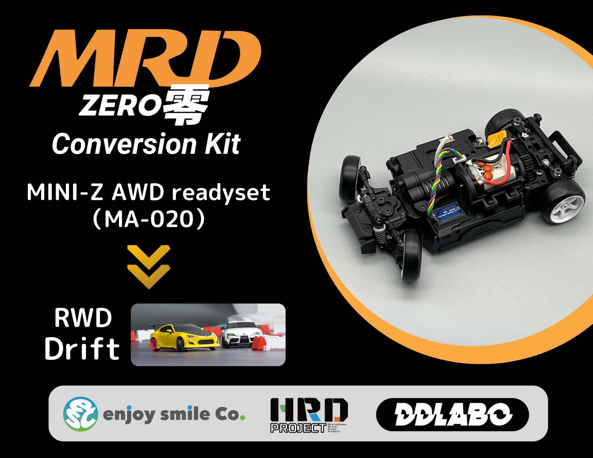 MRD ZERO Conversion Kit (RWD Drift Conversion) For Kyosho Mini-Z