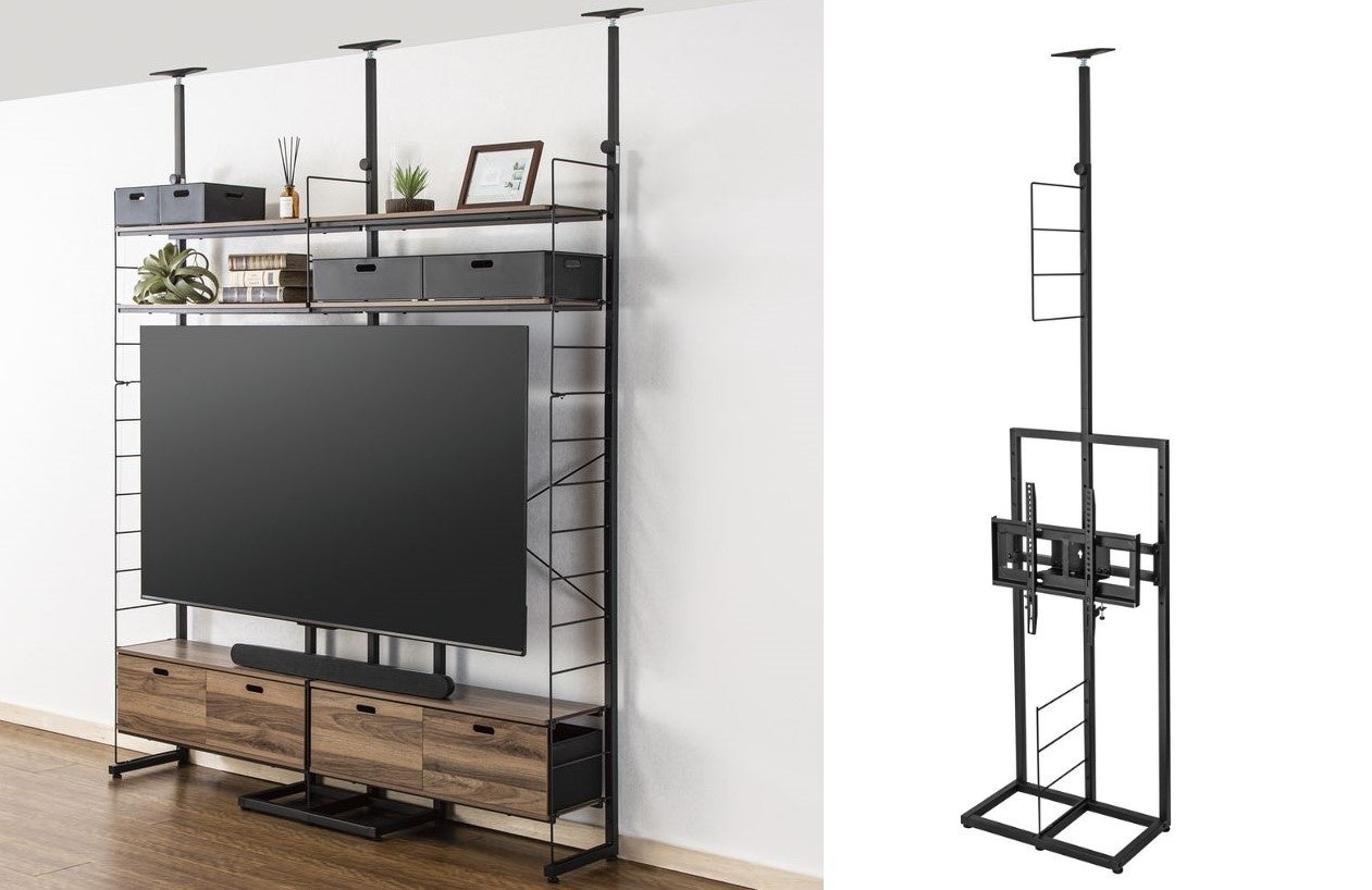 ニトリ】つっぱり壁面収納「Nポルダシリーズ」に、テレビを掛けて設置