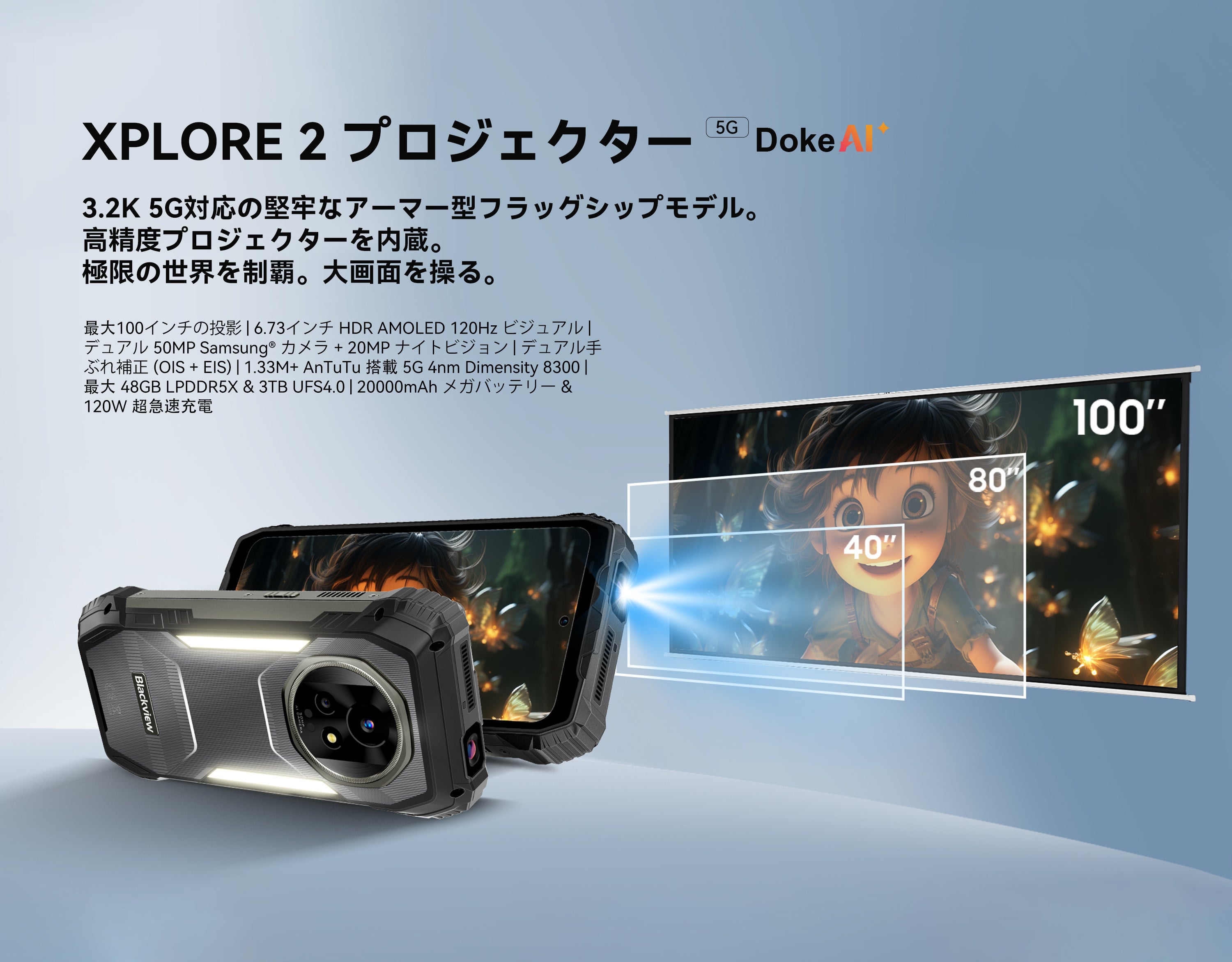 プロジェクター搭載タフネススマホ「Blackview XPLORE 2 Projector