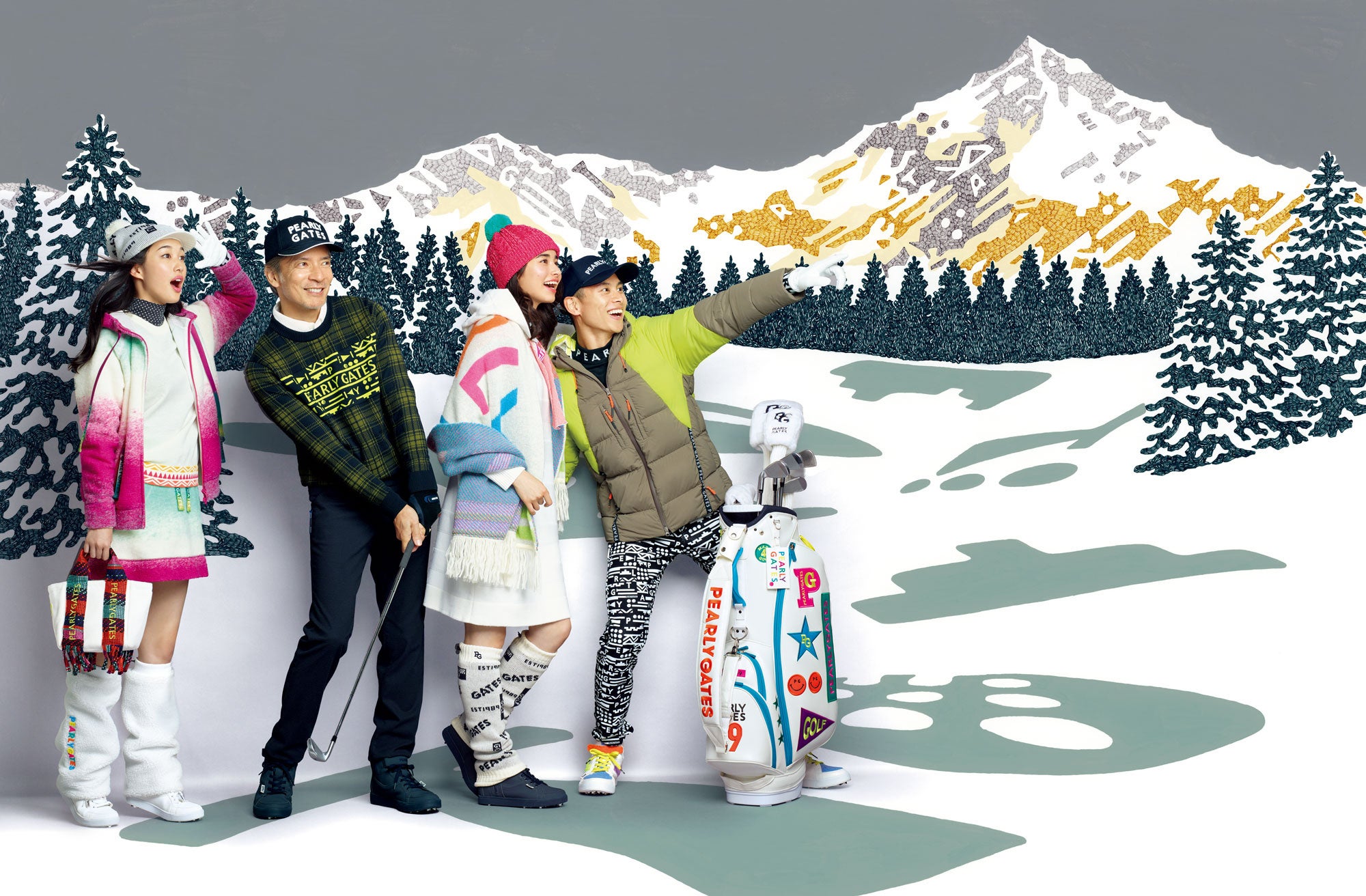 パーリーゲイツ】仲間とゴルフ「GOLF CAMP」をテーマにした2022 WINTER