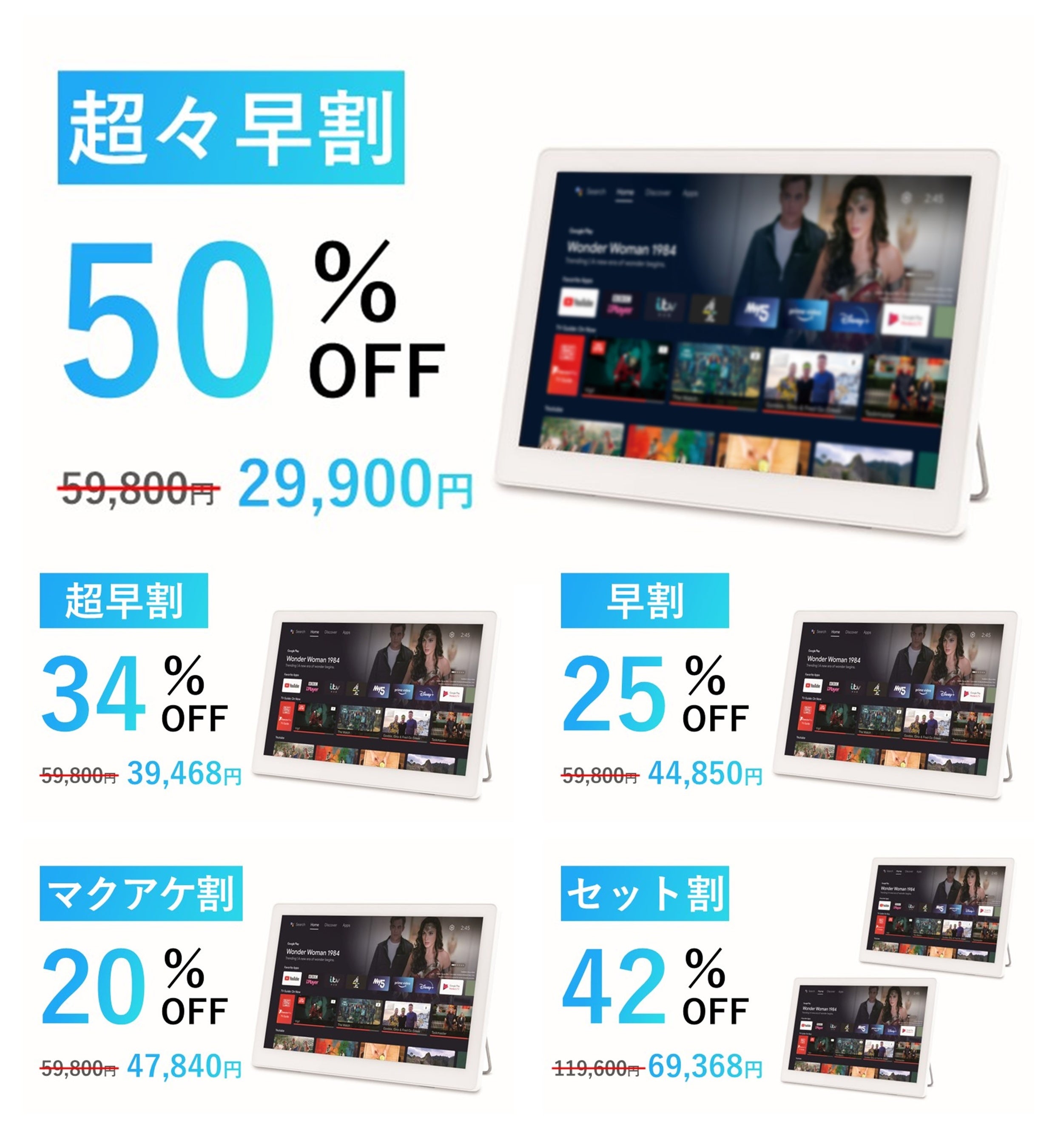 14.0V型防水android搭載「ポータブルスマートモニター」IPX6防水性能で