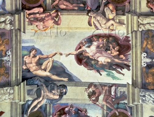 ミケランジェロ 「システィーナ礼拝堂天井画（アダムの創造