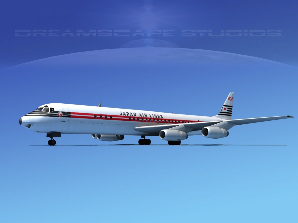 ダグラスDC- 8-63日本航空 3Dモデル $89 - .3ds .unknown .dwg .dxf