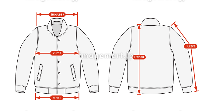 スタジャン(スタジアムジャンパー） サイズ表・寸法表用イラスト