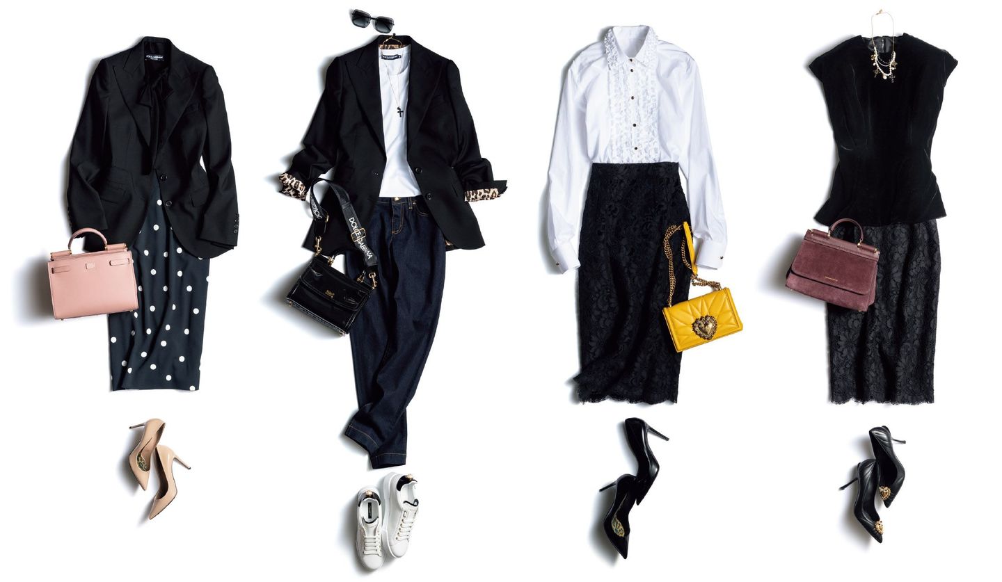 着回しやすい！ドルチェ＆ガッバーナの「黒ジャケット＆黒スカート」で