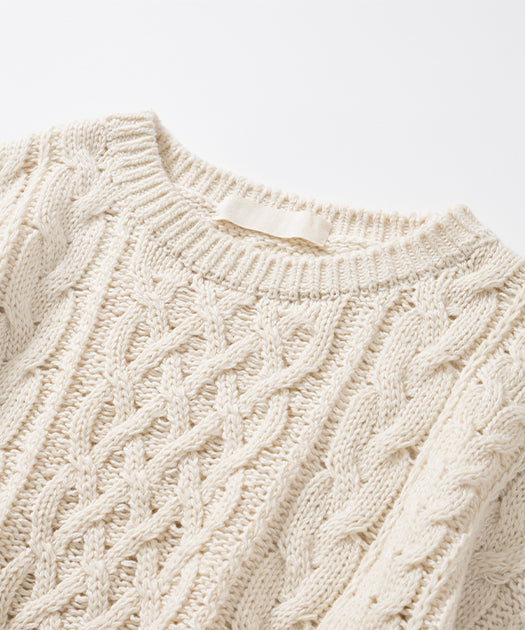 ウール混ケーブルプルオーバー / オーガニックコットン – PRISTINE