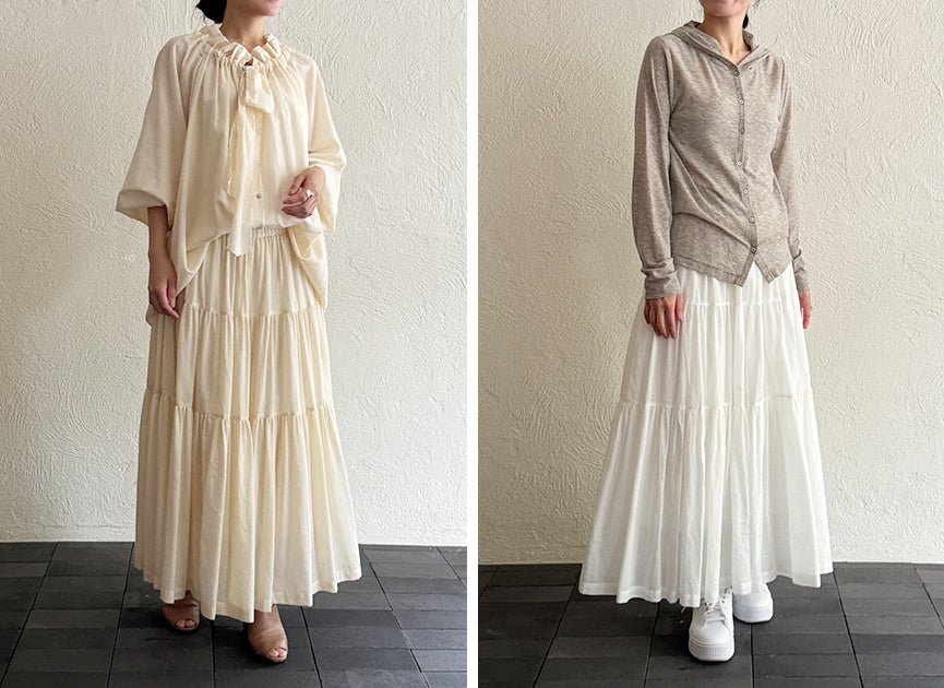 カルゼティアードスカート（ナチュラル） – PRISTINE