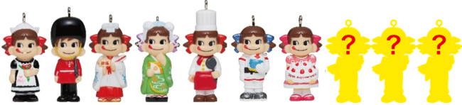 シークレット含む全10体の復刻版「ミニミニペコちゃん」が初のセットに