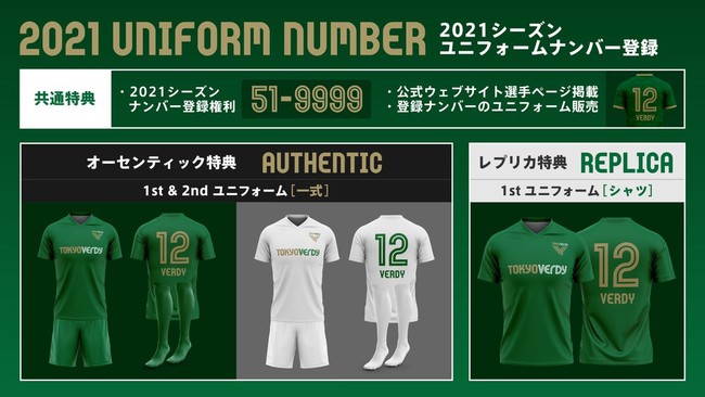 自分だけのナンバーを登録！東京ヴェルディ 2021シーズン ユニフォーム