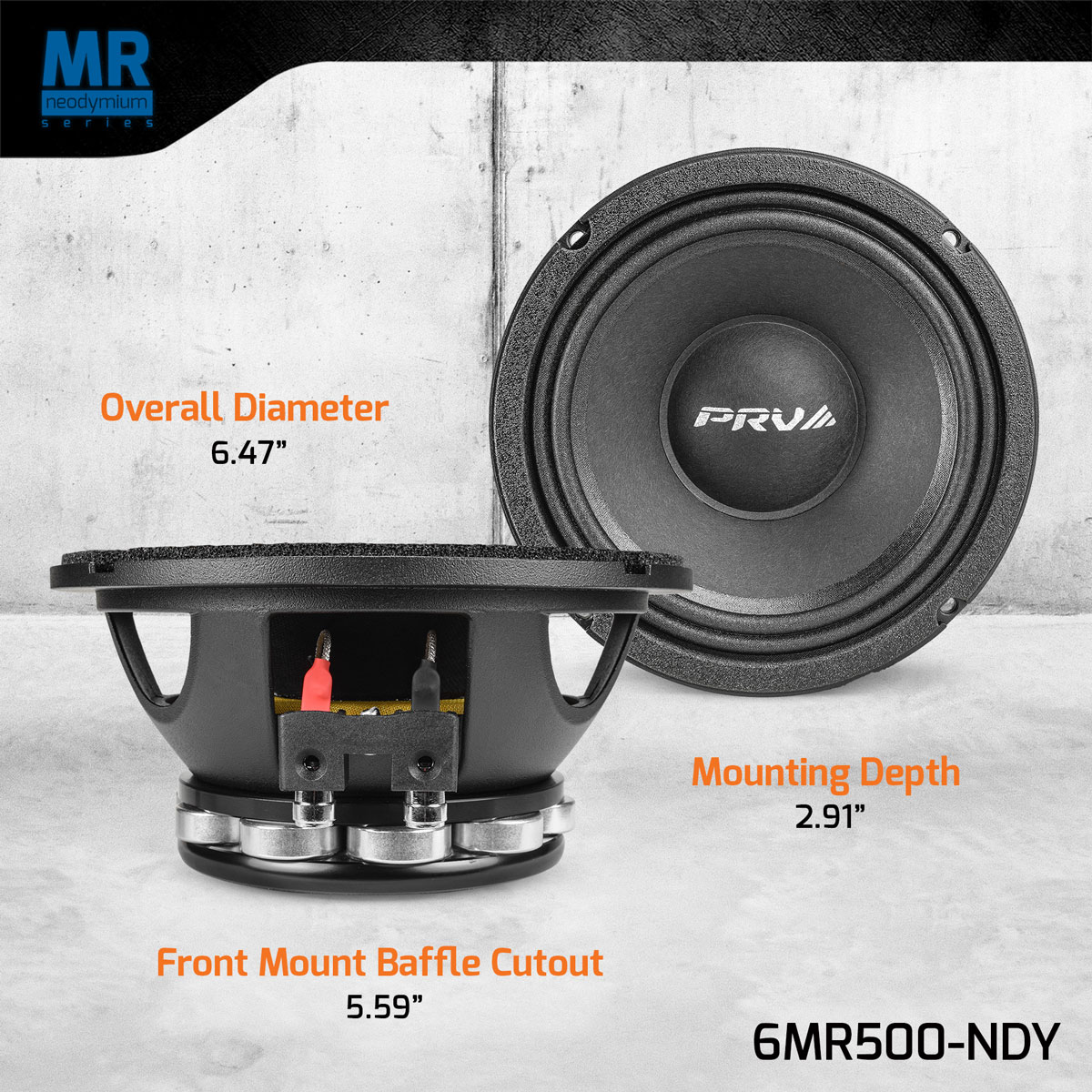 PRV Audio 6.5 Neo Midrange Speaker 500 Watts 8 Ohm - 6MR500-NDY