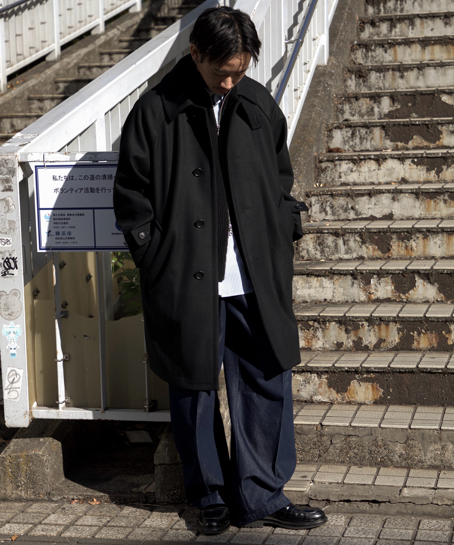 Super140s メルトンバルカラーコート(1 BLACK): : メンズ｜PUBLIC