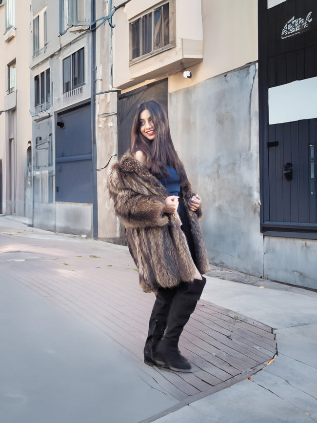 Raccoon Fur Coat Coats Made in Canada S/M– Purple Shoshana Furs