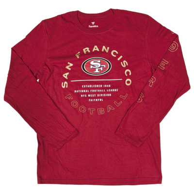 ファナティクス NFL 長袖Tシャツ スタッツシート 49ers（レッド