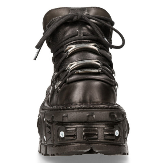 NEW ROCK / ANKLE BOOT BLACK IMPERFECT TANK WITH LACES M-TANK106-C2