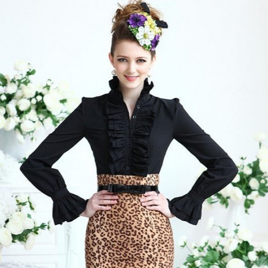 QOOZAセレクト / フリルシャツ［BLK］（582018） - QOOZA